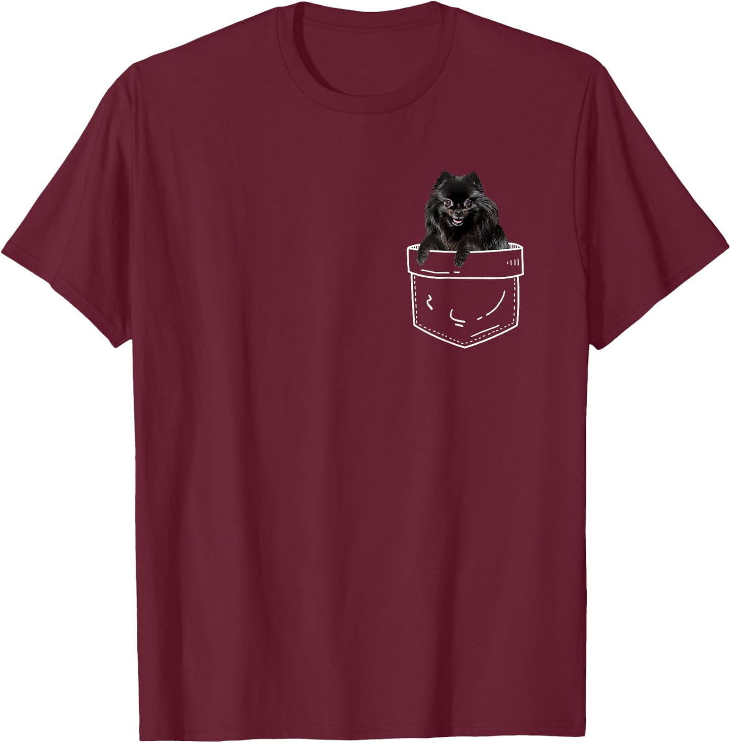 Black Pomeranian In Pocket - Pomeranian Dog Lover Women Kids T-Shirt - T-Shirt | Maroon