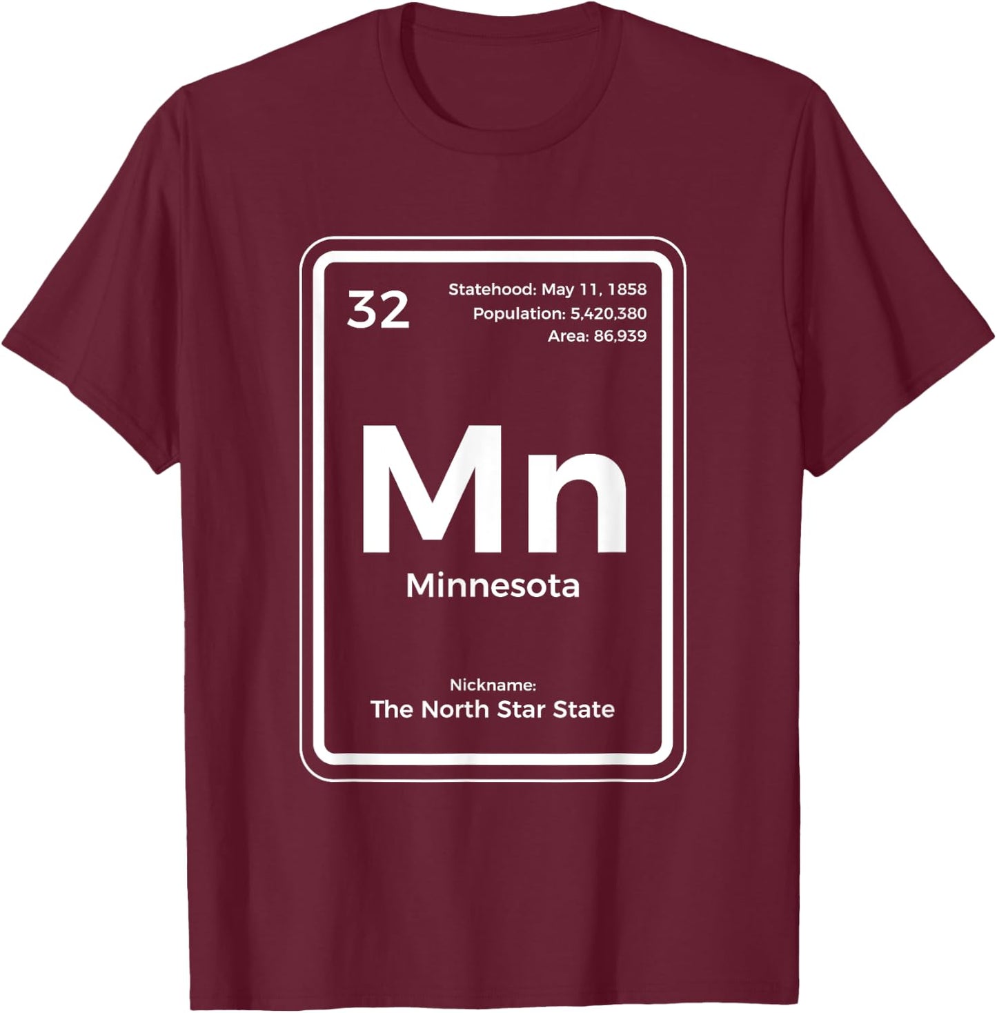 Minnesota Shirt Periodic Table North Star State T-Shirt - T-Shirt | Maroon