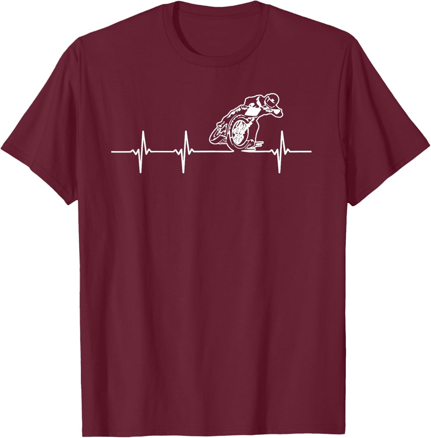 FLAT TRACK MOTORCYCLE heartbeat racing speedway shirt T-Shirt - T-Shirt | Maroon