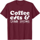 Funny Coffee Cats Crime Shows Murder Mystery Halloween T-Shirt - T-Shirt | Maroon