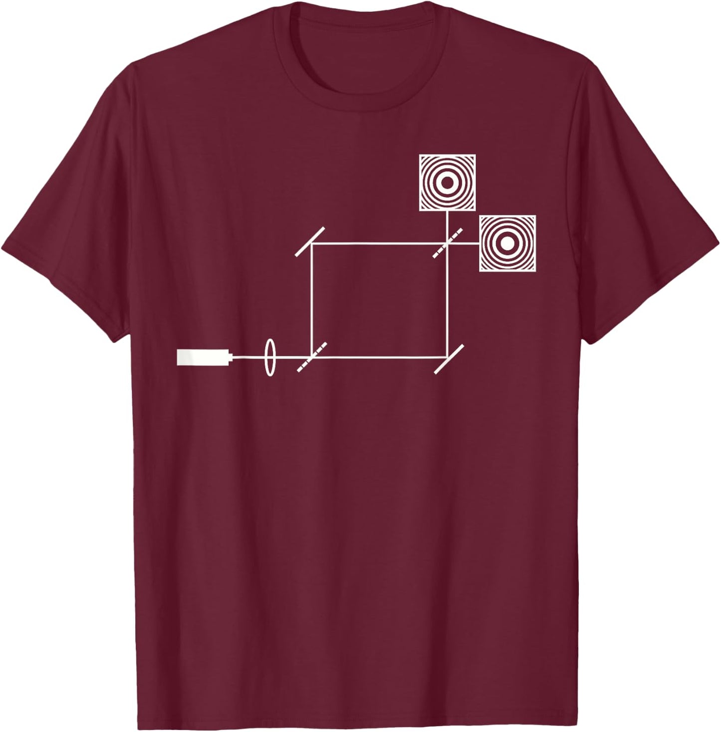 Interferometer Delayed Choice Quantum Physics T-Shirt - T-Shirt | Maroon