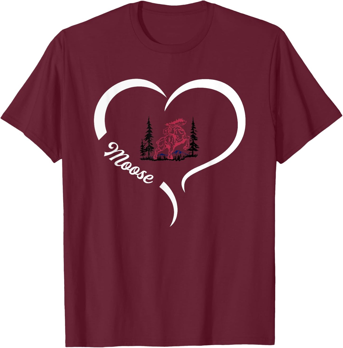 Alamosa Moose Logo Half Heart Slogan HS T-Shirt - T-Shirt | Maroon