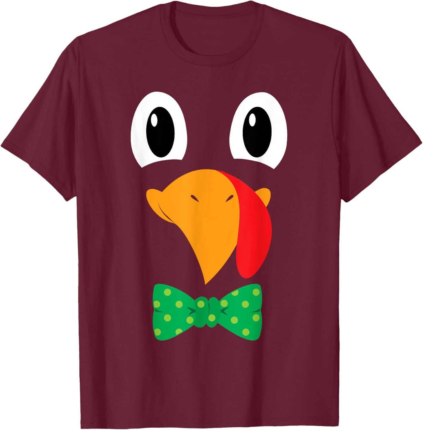 Turkey Face Bow Tie Funny Thanksgiving Men Boys T-Shirt - T-Shirt | Maroon