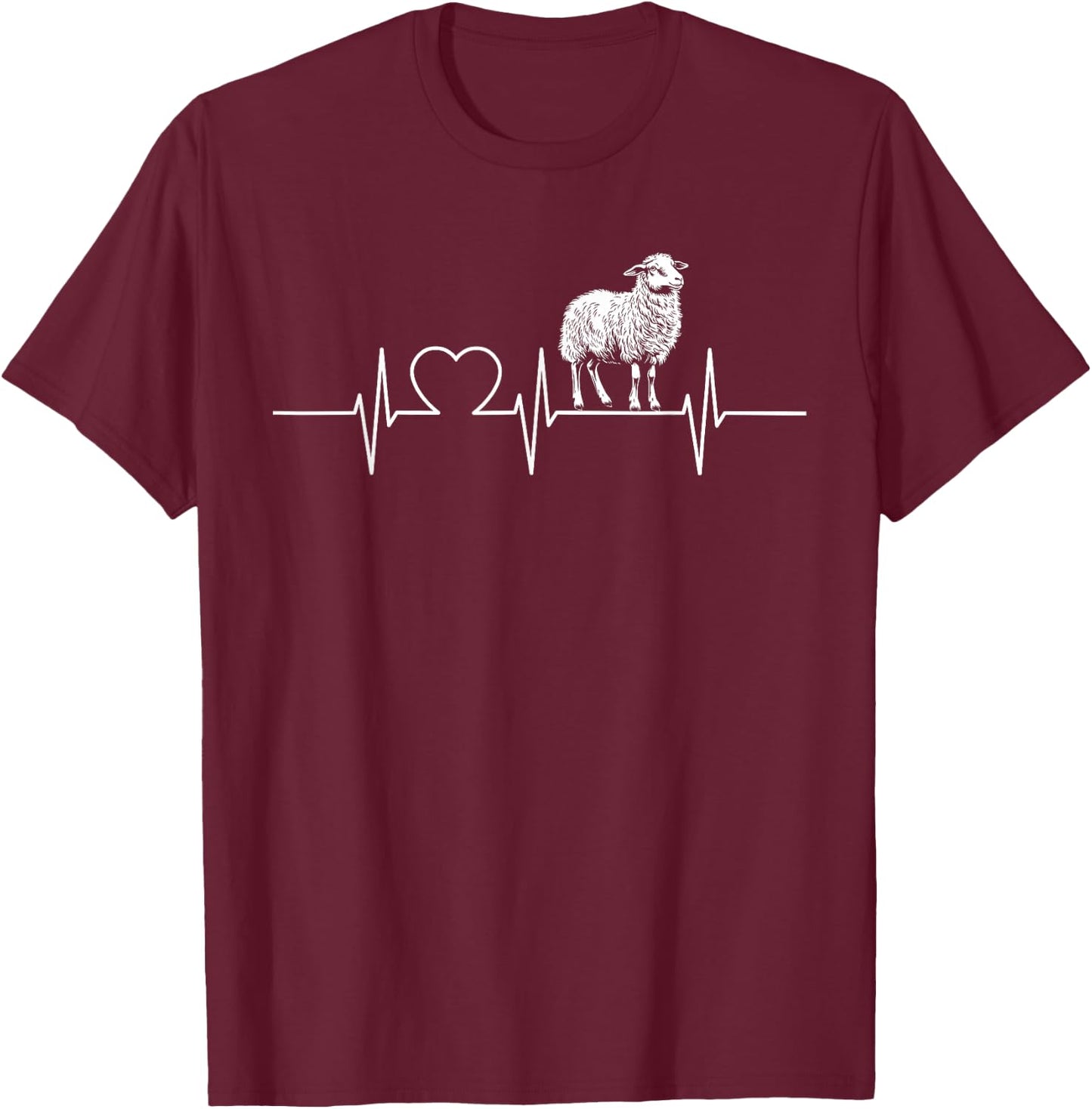 Sheep Heartbeat Sheep Sheep , black T-Shirt - T-Shirt | Maroon