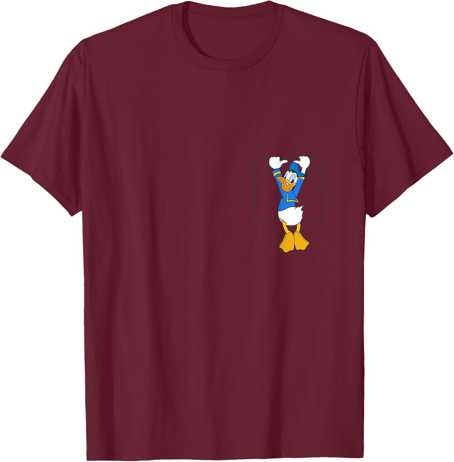 Disney Mickey & Friends Donald Duck Small Pocket T-Shirt - T-Shirt | Maroon