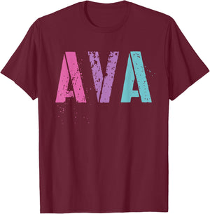 Vintage First Name AVA Girl Rock Star Sister Mom Av Birthday T-Shirt - T-Shirt | Maroon