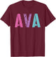 Vintage First Name AVA Girl Rock Star Sister Mom Av Birthday T-Shirt - T-Shirt | Maroon