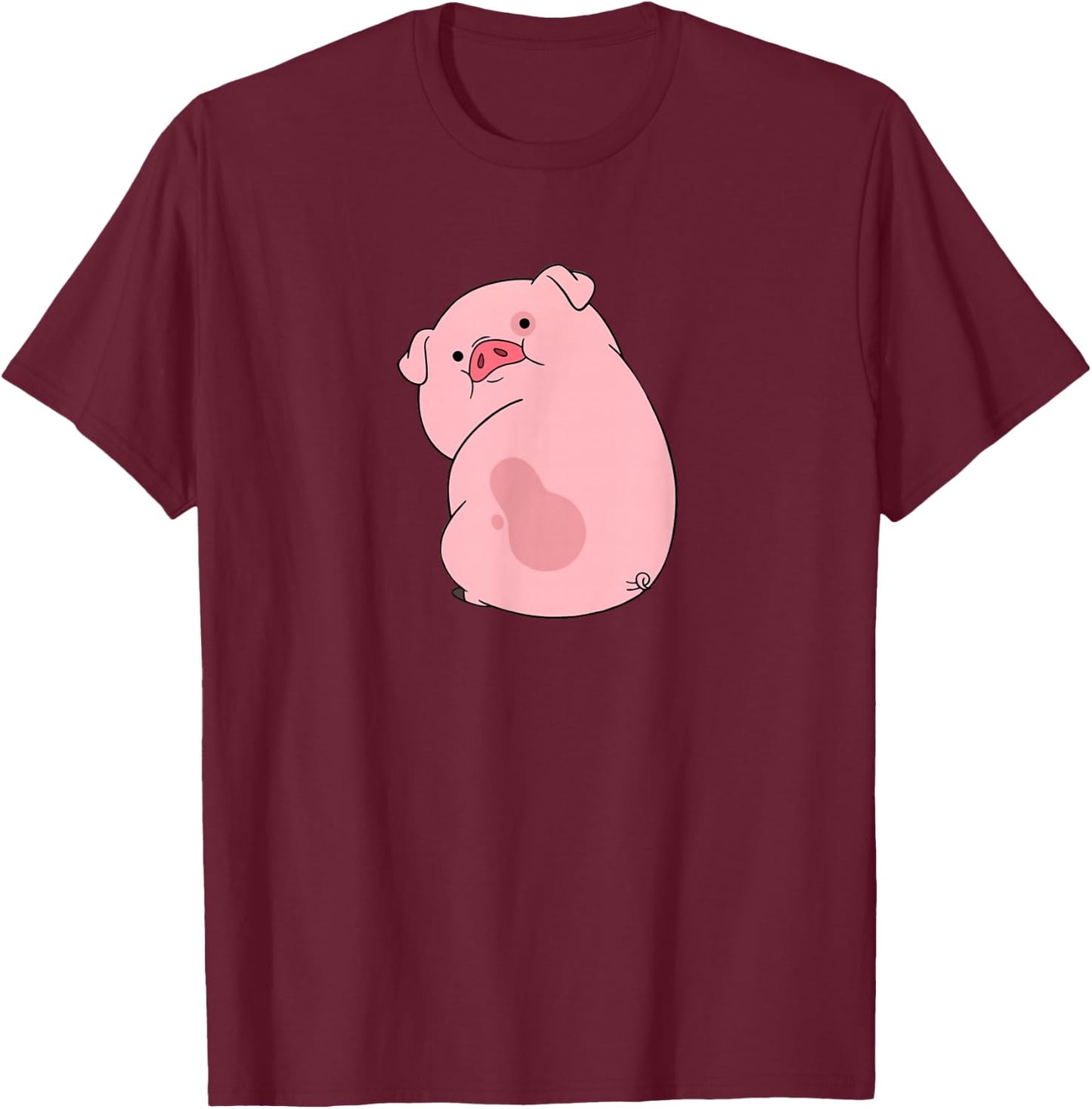Disney Channel Gravity Falls Waddles the Pig , Black, S T-Shirt - T-Shirt | Maroon