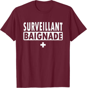 Swimming Supervisor , Blue, S T-Shirt - T-Shirt | Maroon