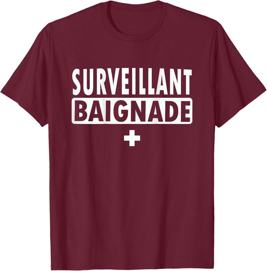 Swimming Supervisor , Blue, S T-Shirt - T-Shirt | Maroon