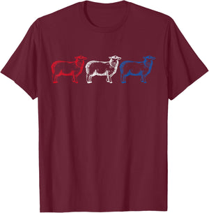 Patriotic American Flag Sheep Lovers 4th of July Kids Men T-Shirt - T-Shirt | Maroon