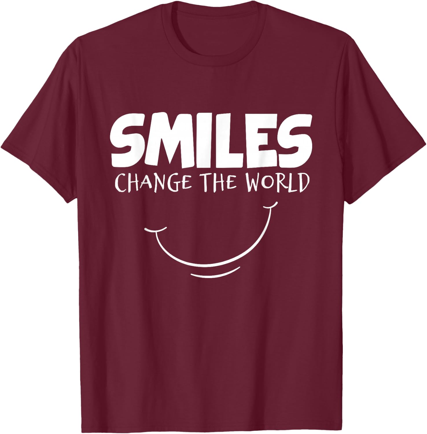 Smile Smiles Change The World Teacher Happy T-Shirt - T-Shirt | Maroon