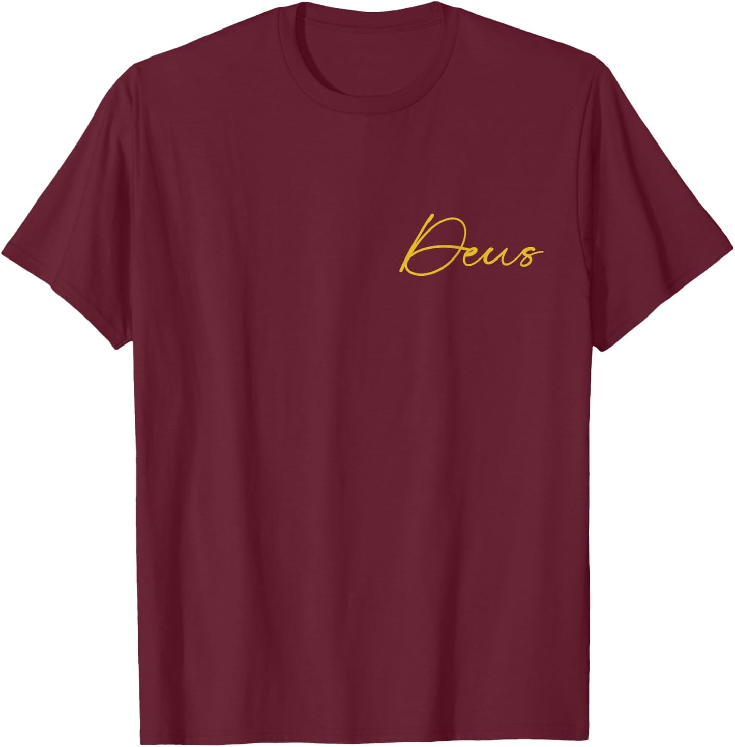 Deus - Latin Lettering , Black, S T-Shirt - T-Shirt | Maroon