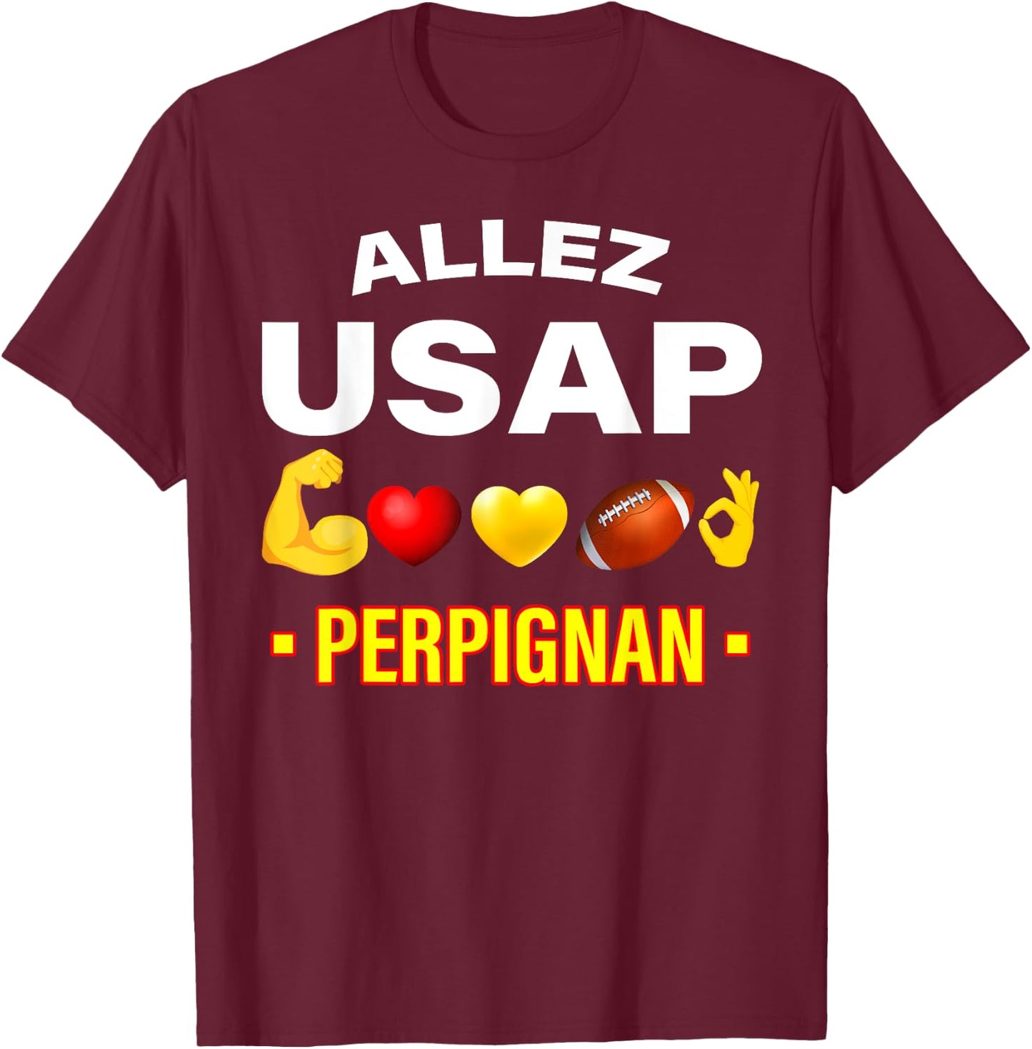Rugby Perpignan Pride Supporter Man Woman Child , Black, S T-Shirt - T-Shirt | Maroon