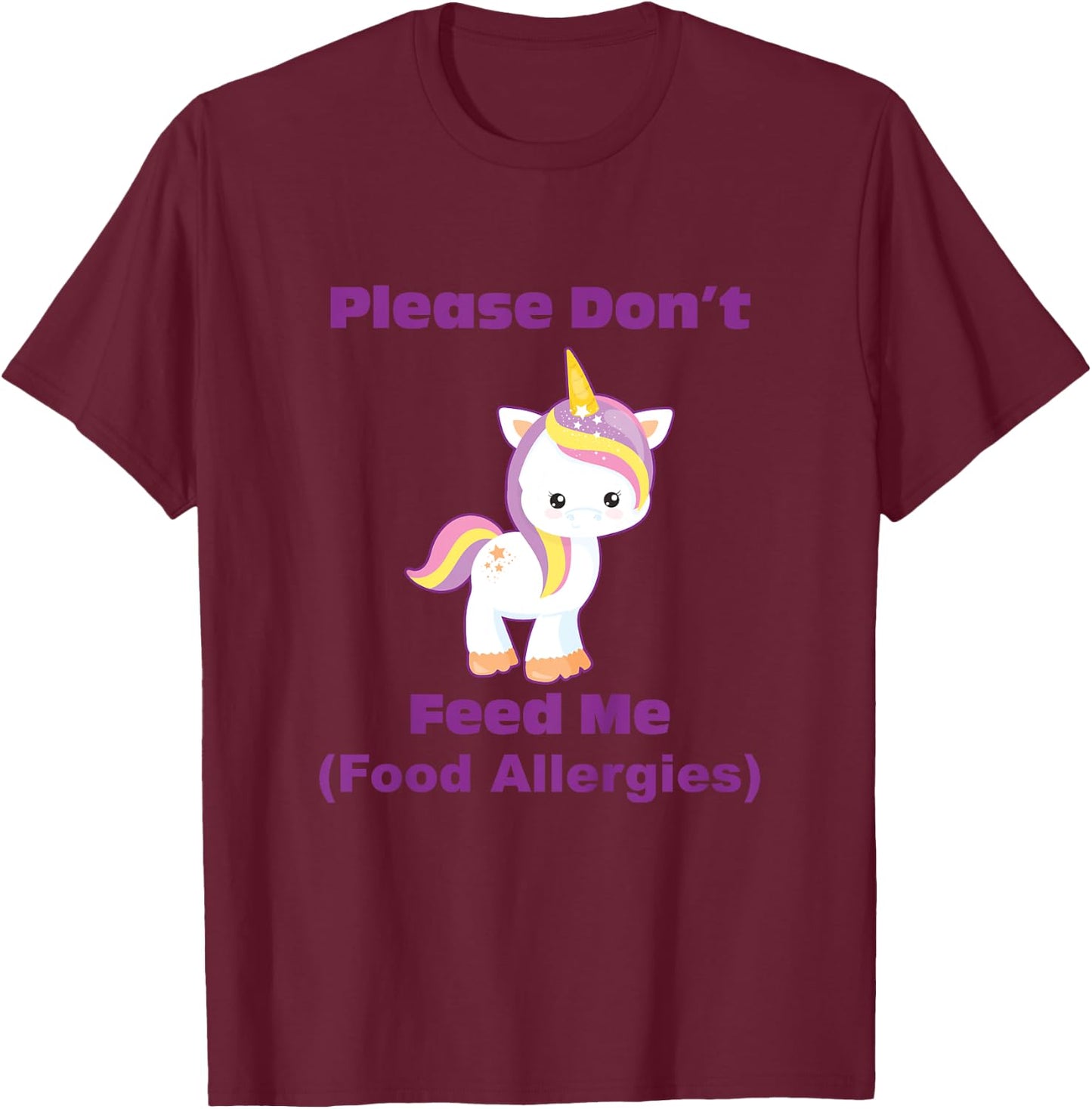 Food Allergy Toddler Kids with Cute Unicorn T-Shirt - T-Shirt | Maroon