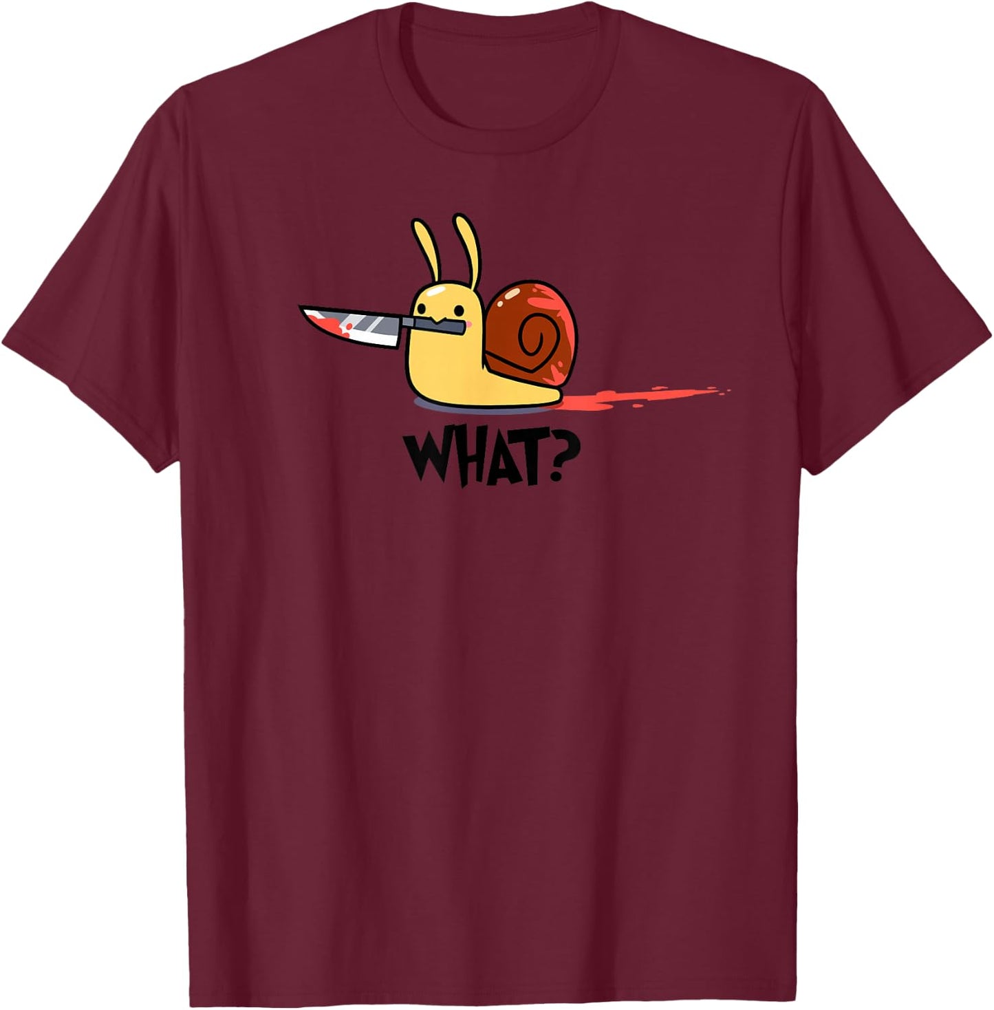 Snail With Knife Funny T-Shirt - T-Shirt | Maroon