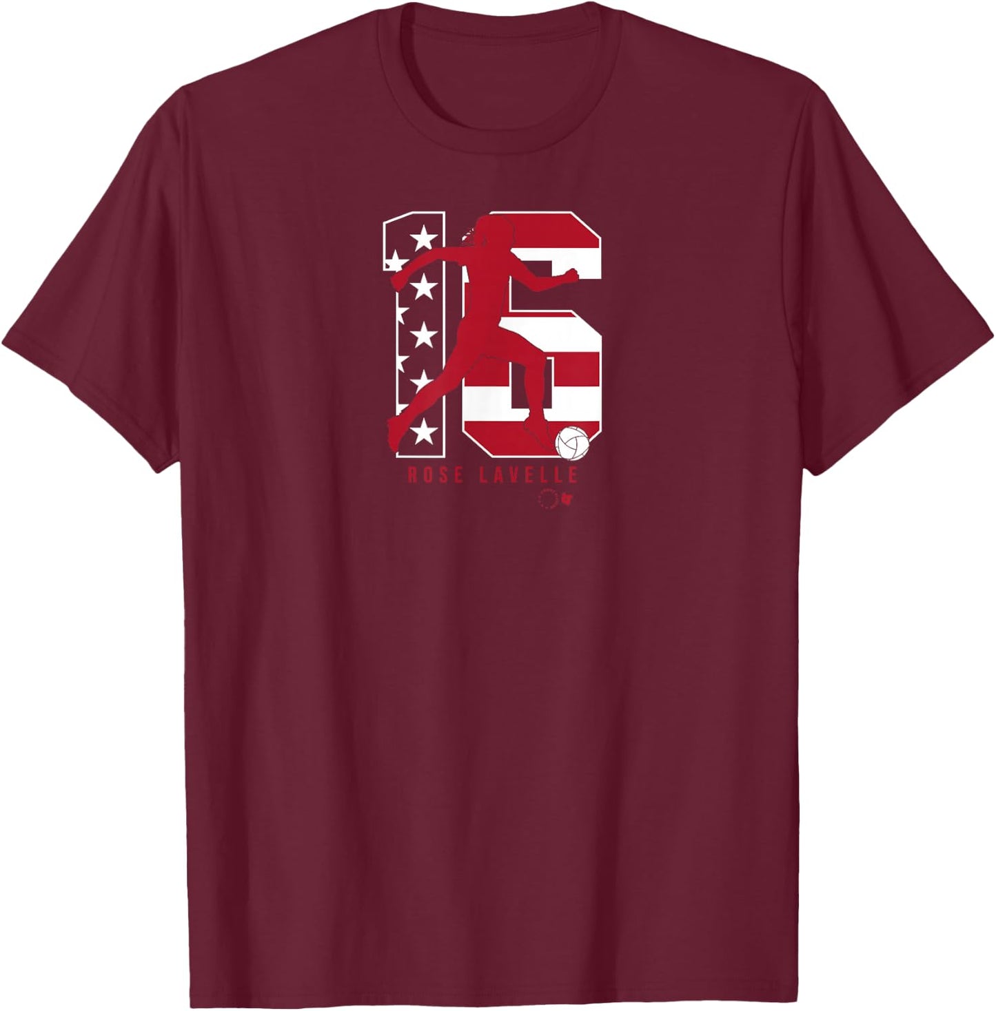 Rose Lavelle 16: USWNT Players Association - USA Soccer T-Shirt - T-Shirt | Maroon