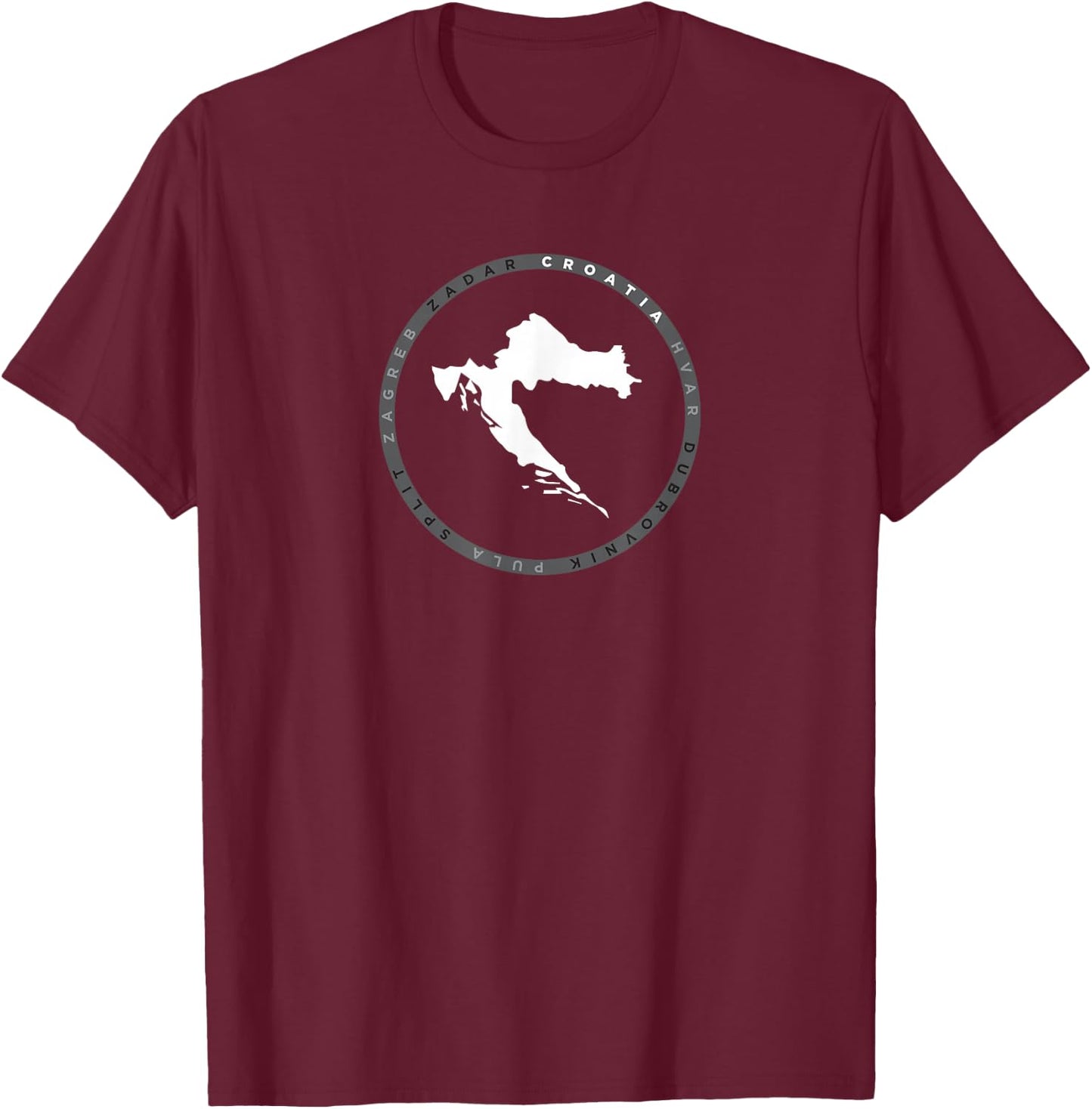 Croatia Split Zagreb Dubrovnik Graphic Vintage Retro T-Shirt - T-Shirt | Maroon