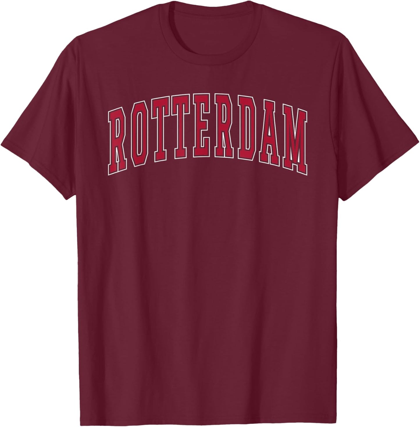 Rotterdam New York Souvenir College Style roter Text T-Shirt - T-Shirt | Maroon