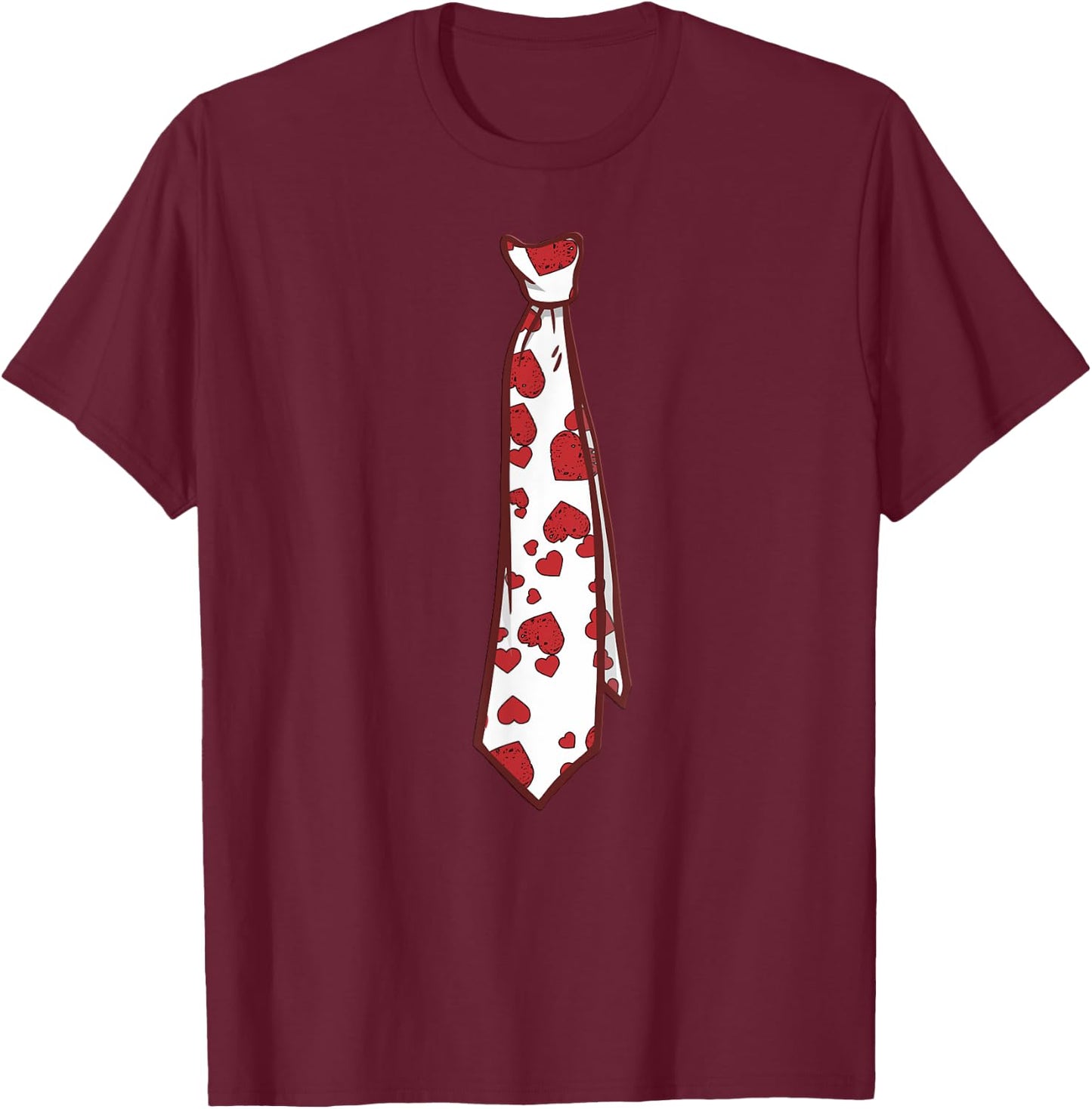 Valentine's Day Motif Tie with Hearts , black T-Shirt - T-Shirt | Maroon