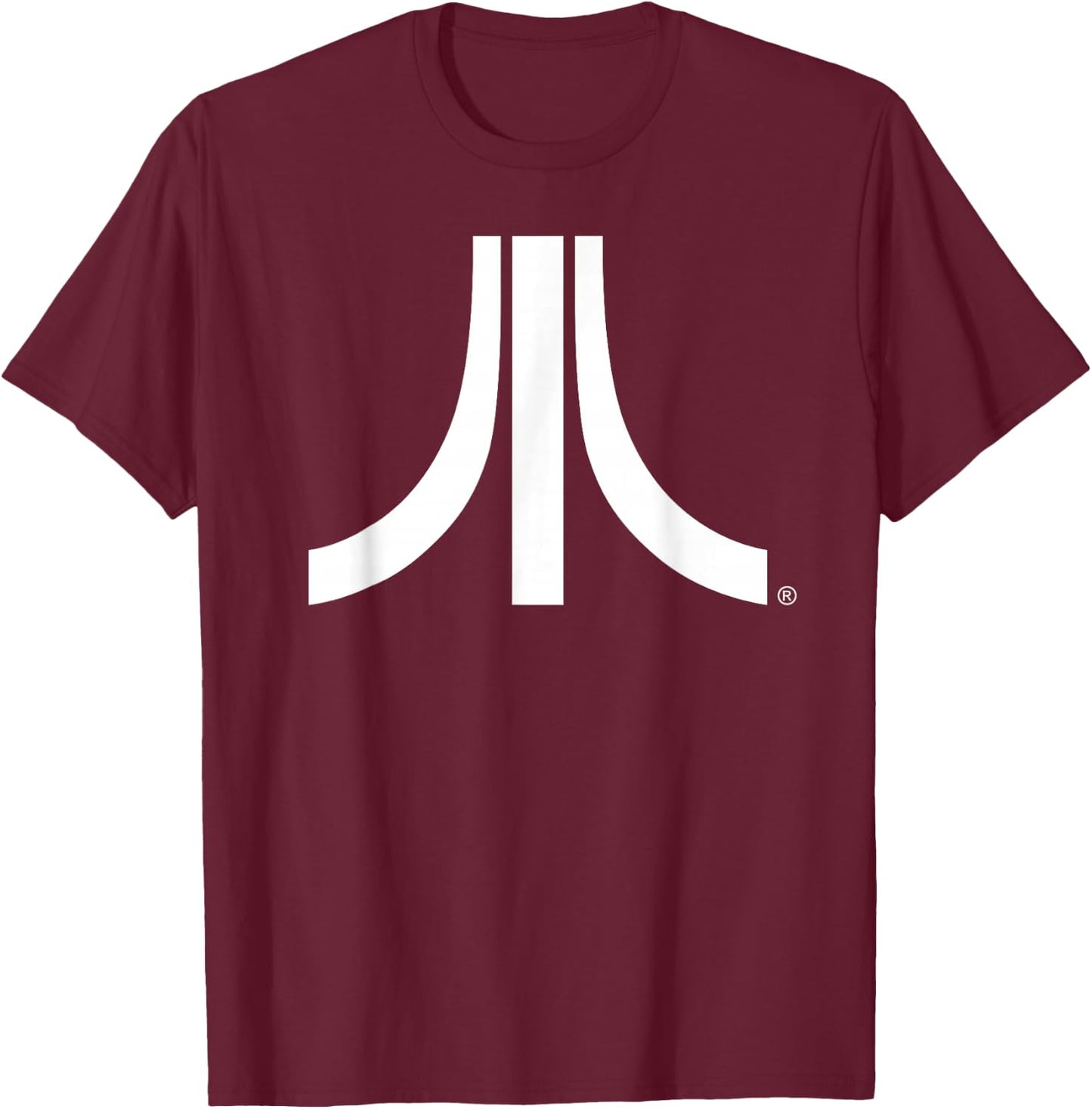 Atari White Logo Vintage 80s Gaming Retro Fun Style T-Shirt - T-Shirt | Maroon
