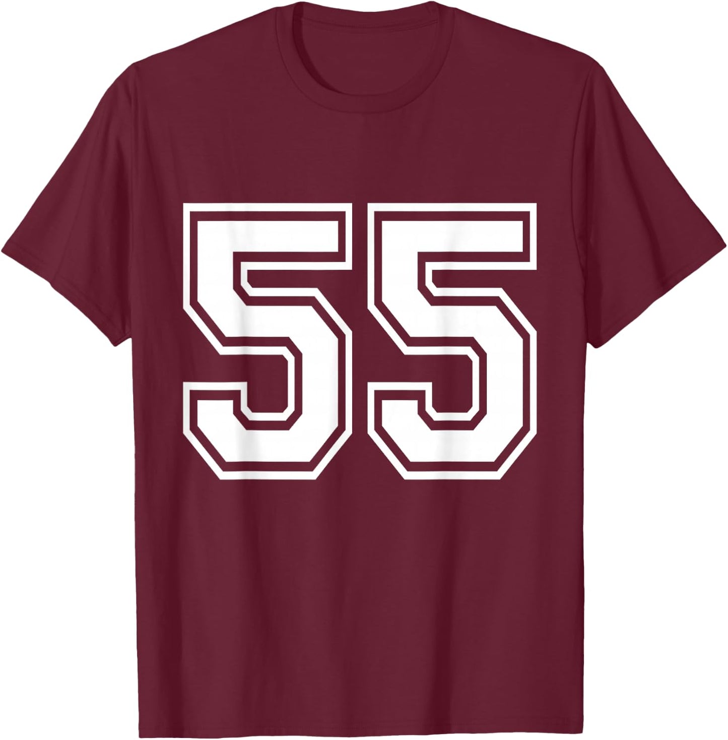 Number 55 Varsity Sports Team Jersey 55th Birthday 55 Years T-Shirt - T-Shirt | Maroon