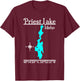 Designed by GeoGearCo - Men's -Adults, -Kids Black Classic Fit Cotton, Cotton Blend Short Sleeve - Priest Lake - Idaho T-Shirt - T-Shirt | Maroon