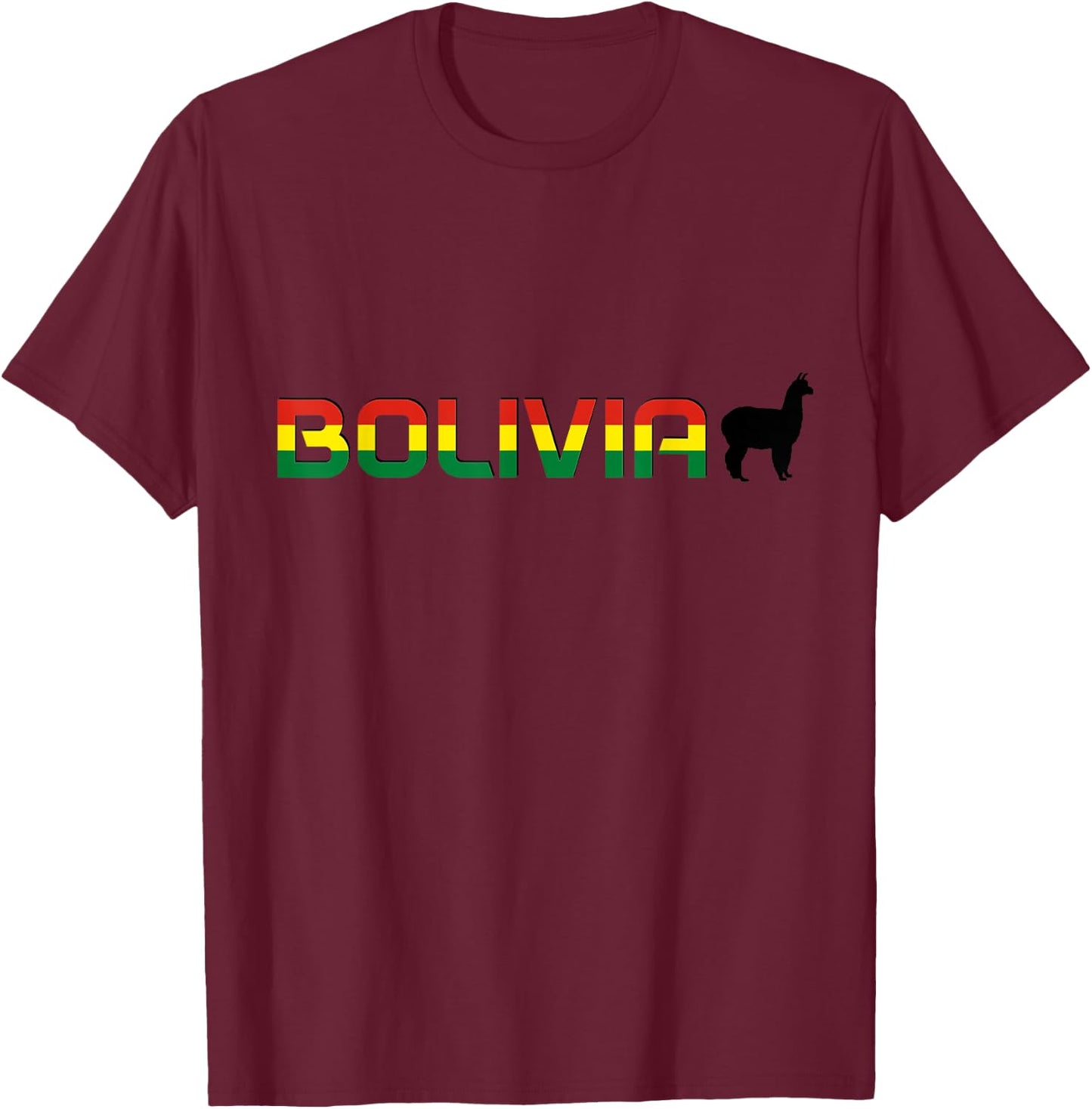 Bolivia Llama Alpaca Bolivian Flag Souvenir Pride Vintage T-Shirt - T-Shirt | Maroon