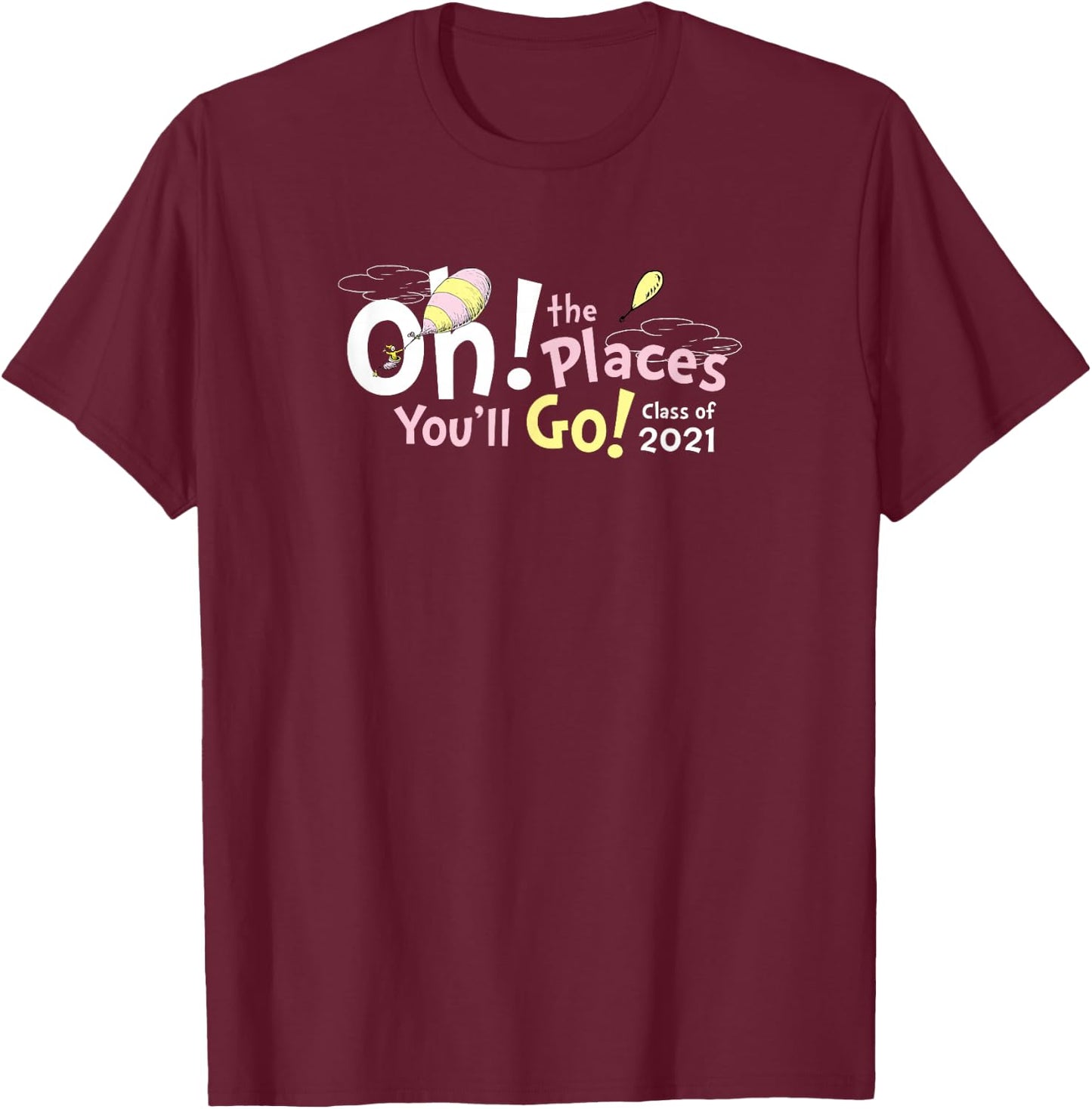 Dr. Seuss Oh the Places You'll Go! Clouds T-Shirt - T-Shirt | Maroon