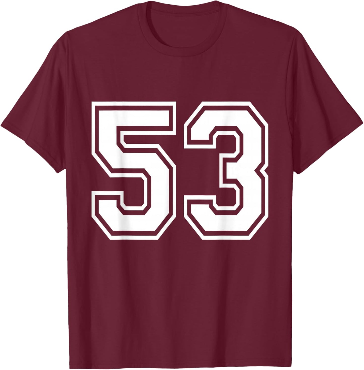 Number 53 Front + Back Varsity Sports Team 53rd Birthday T-Shirt - T-Shirt | Maroon