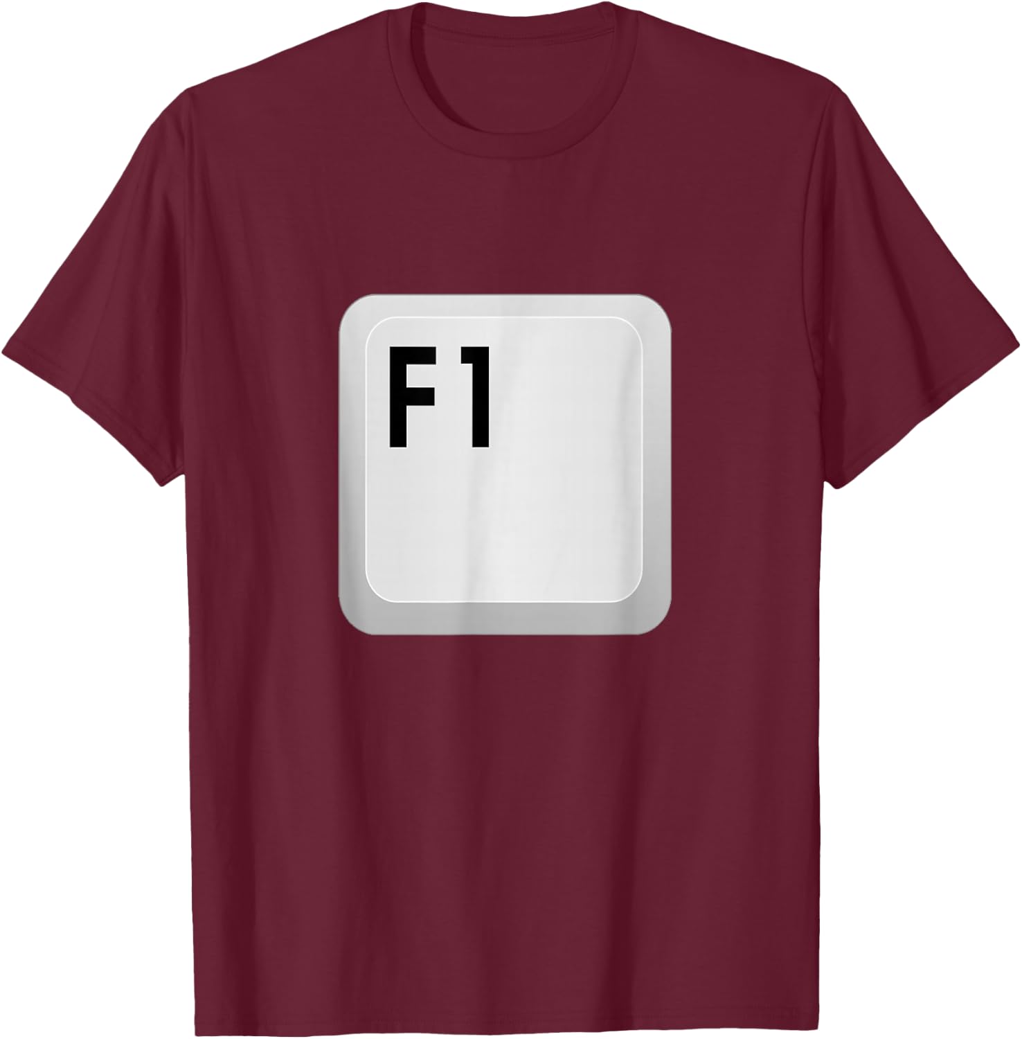 F1 Help keyboard key funny T-Shirt - T-Shirt | Maroon