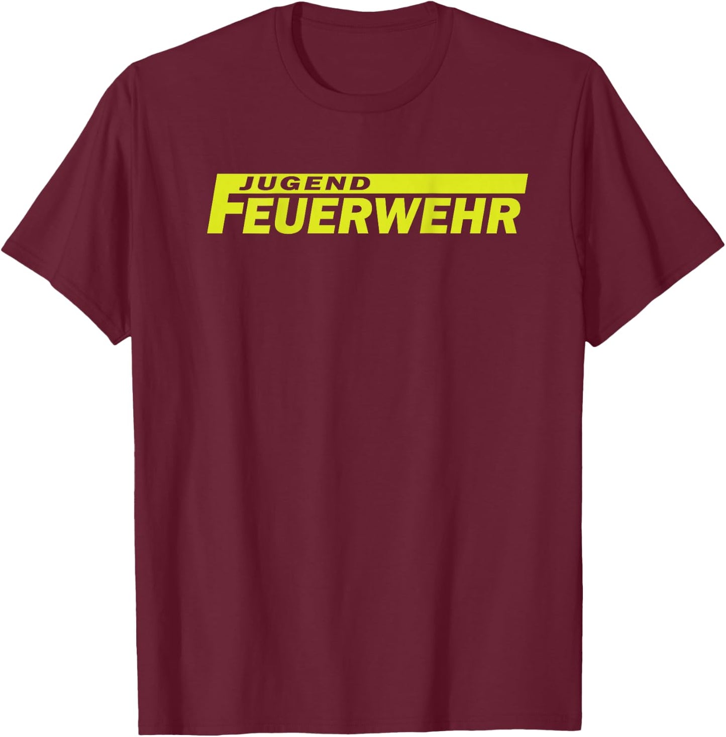 with German Text on the Back - Fire Brigade, black T-Shirt - T-Shirt | Maroon