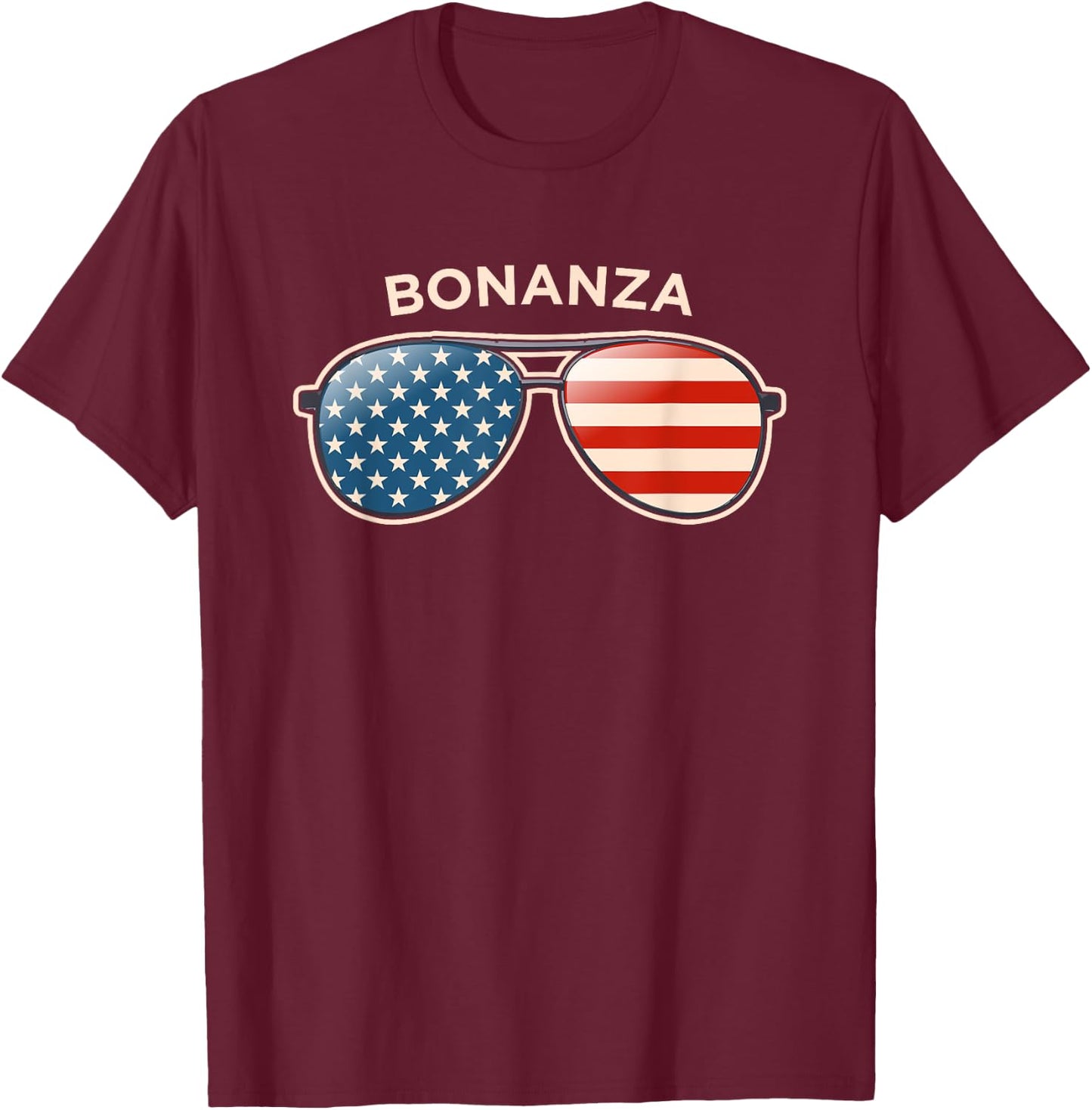 Bonanza, CO Vintage US Flag Sunglasses T-Shirt - T-Shirt | Maroon