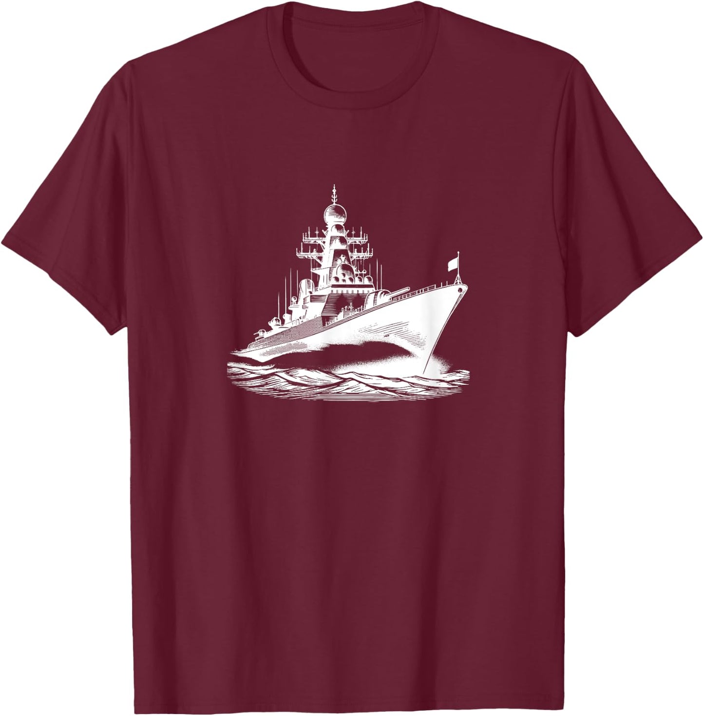 #snirt Warship Frigate Navy Ship T-Shirt - T-Shirt | Maroon