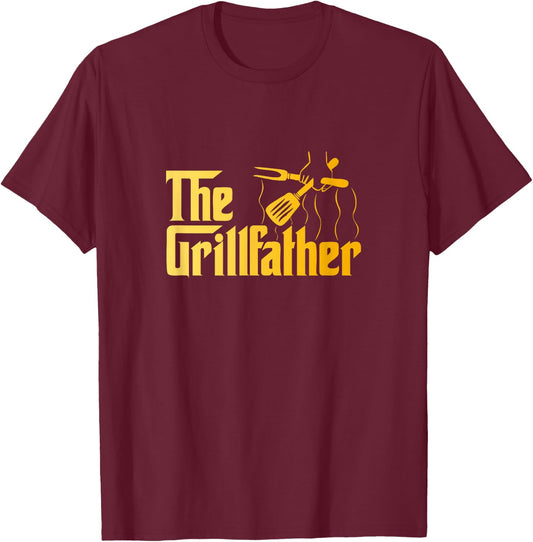 The Grillfather BBQ Grill & Smoker | Barbecue Chef T-Shirt - T-Shirt | Maroon