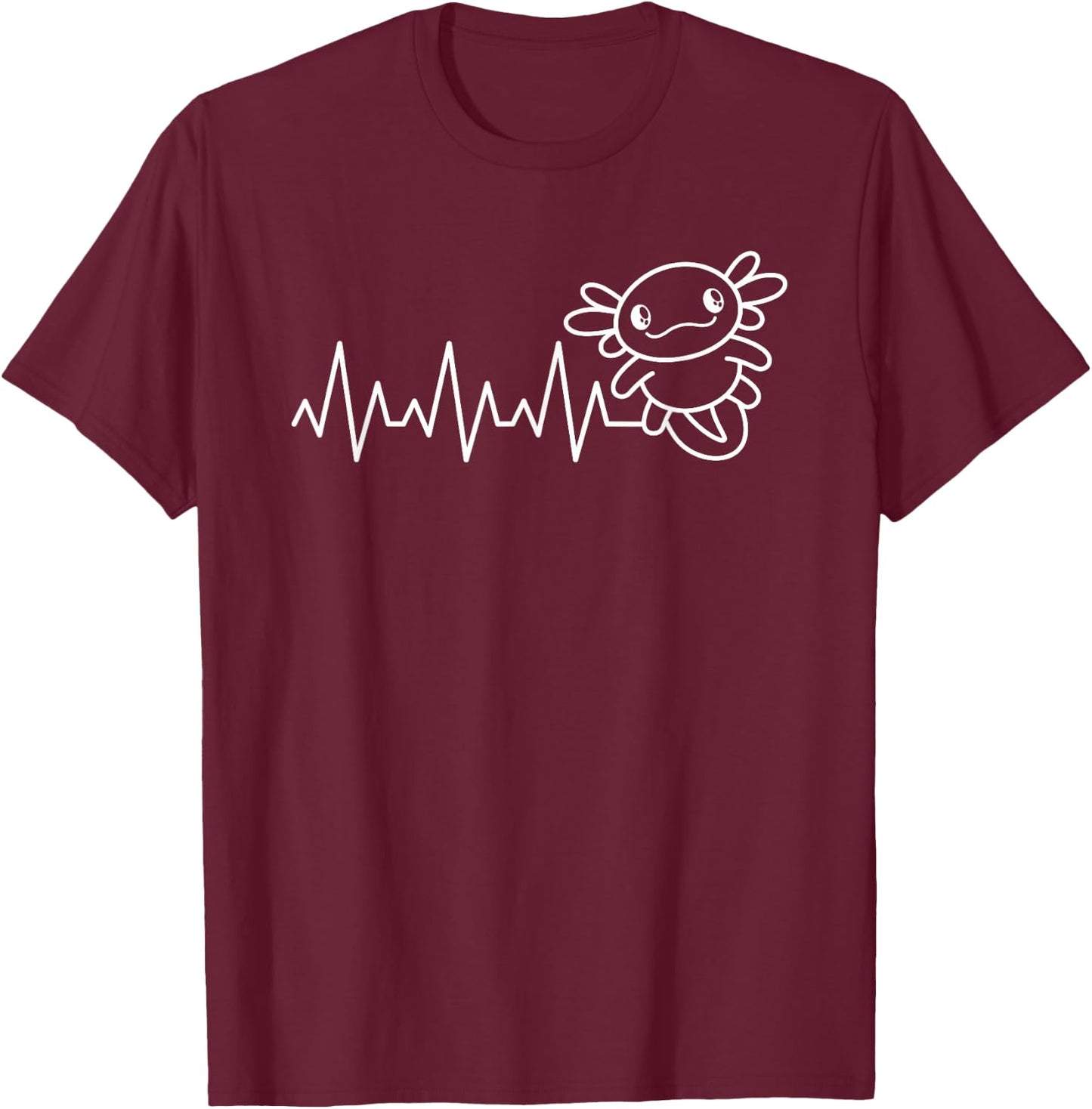 Axolotl Heartbeat Kawaii Axolotl Lover Men Women T-Shirt - T-Shirt | Maroon