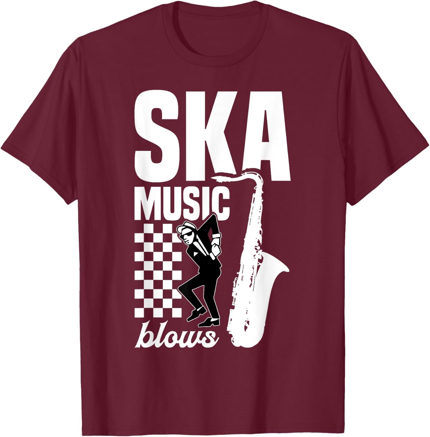 Ska Reggae Music Blows Caribbean Music Fan Ska Musician T-Shirt - T-Shirt | Maroon