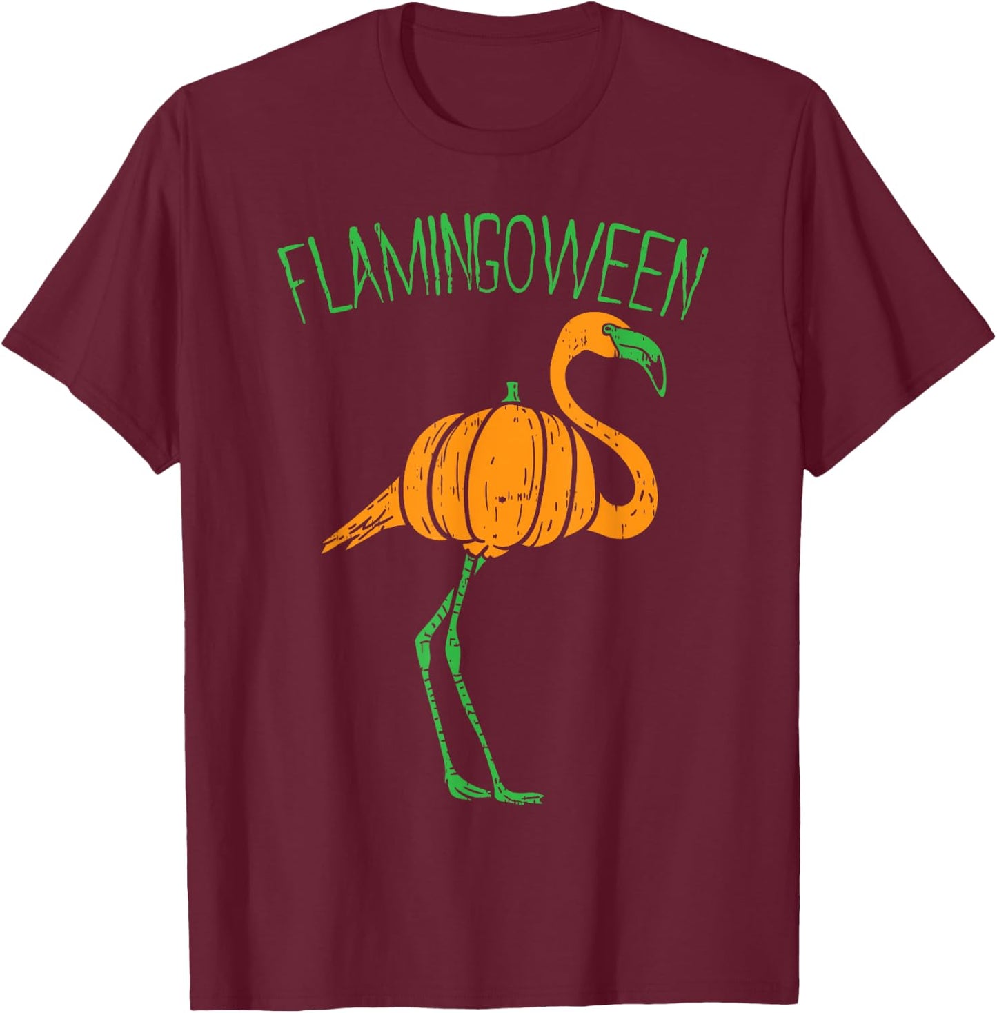 Flamingoween Flamingo Pumpkin Halloween Costume Bird Lover T-Shirt - T-Shirt | Maroon