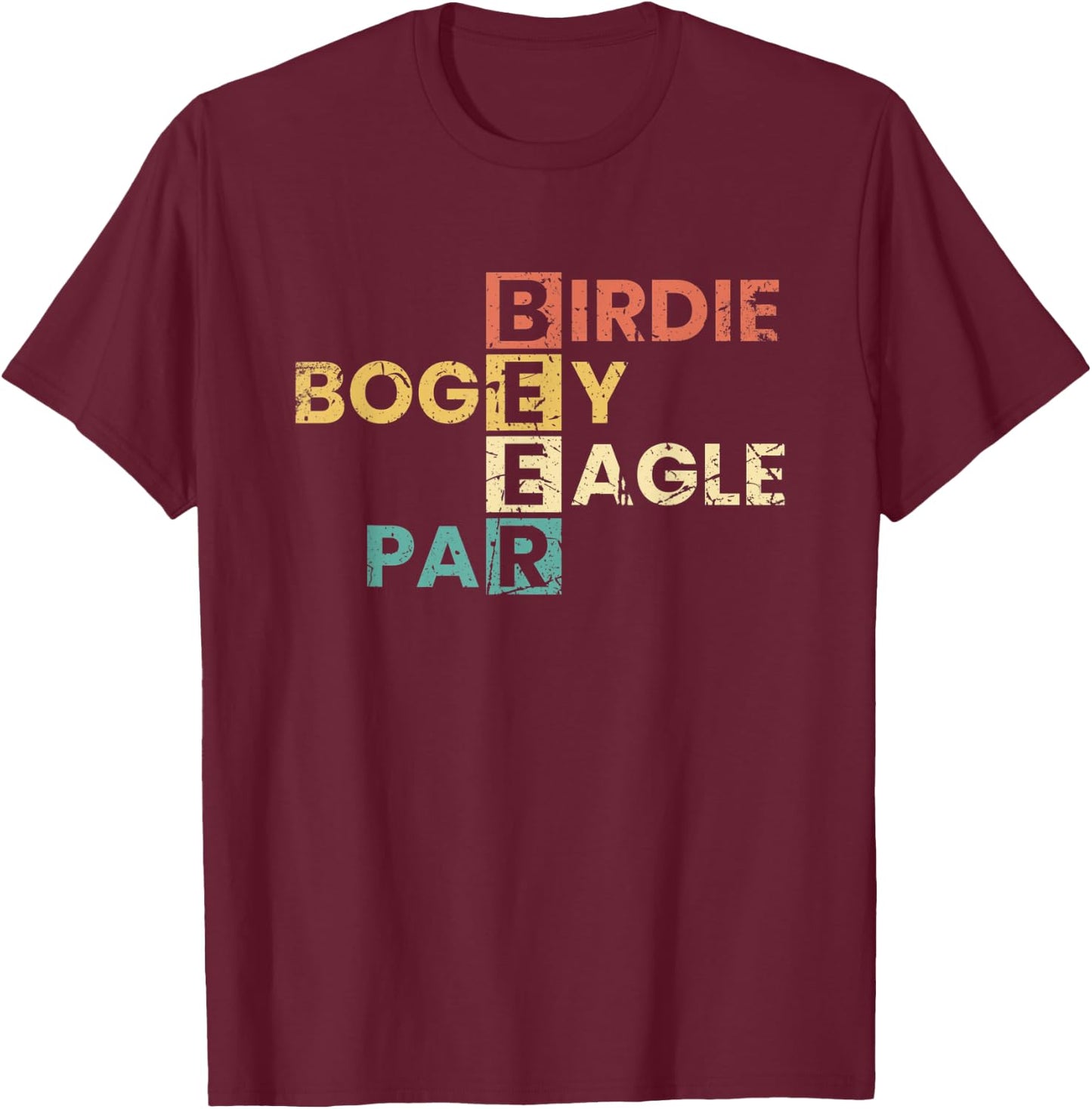 Birdie Bogey Eagle Par Beer Funny Golf Player Golfer Vintage T-Shirt - T-Shirt | Maroon