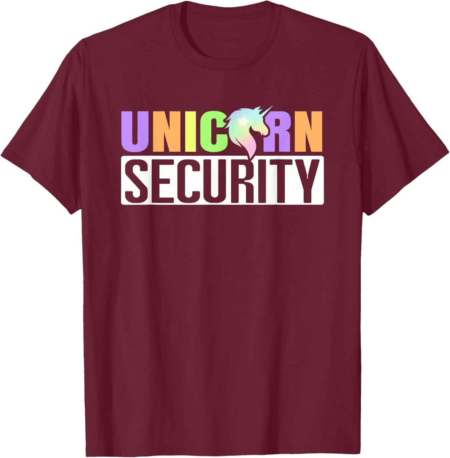 Halloween Easy Quick Parent Mom Dad Unicorn Security Costume T-Shirt - T-Shirt | Maroon