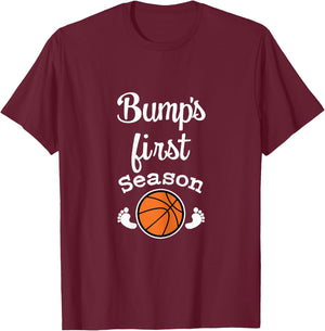 Baby Bump's First Basketball Season Women's Expecting Shirt T-Shirt - T-Shirt | Maroon