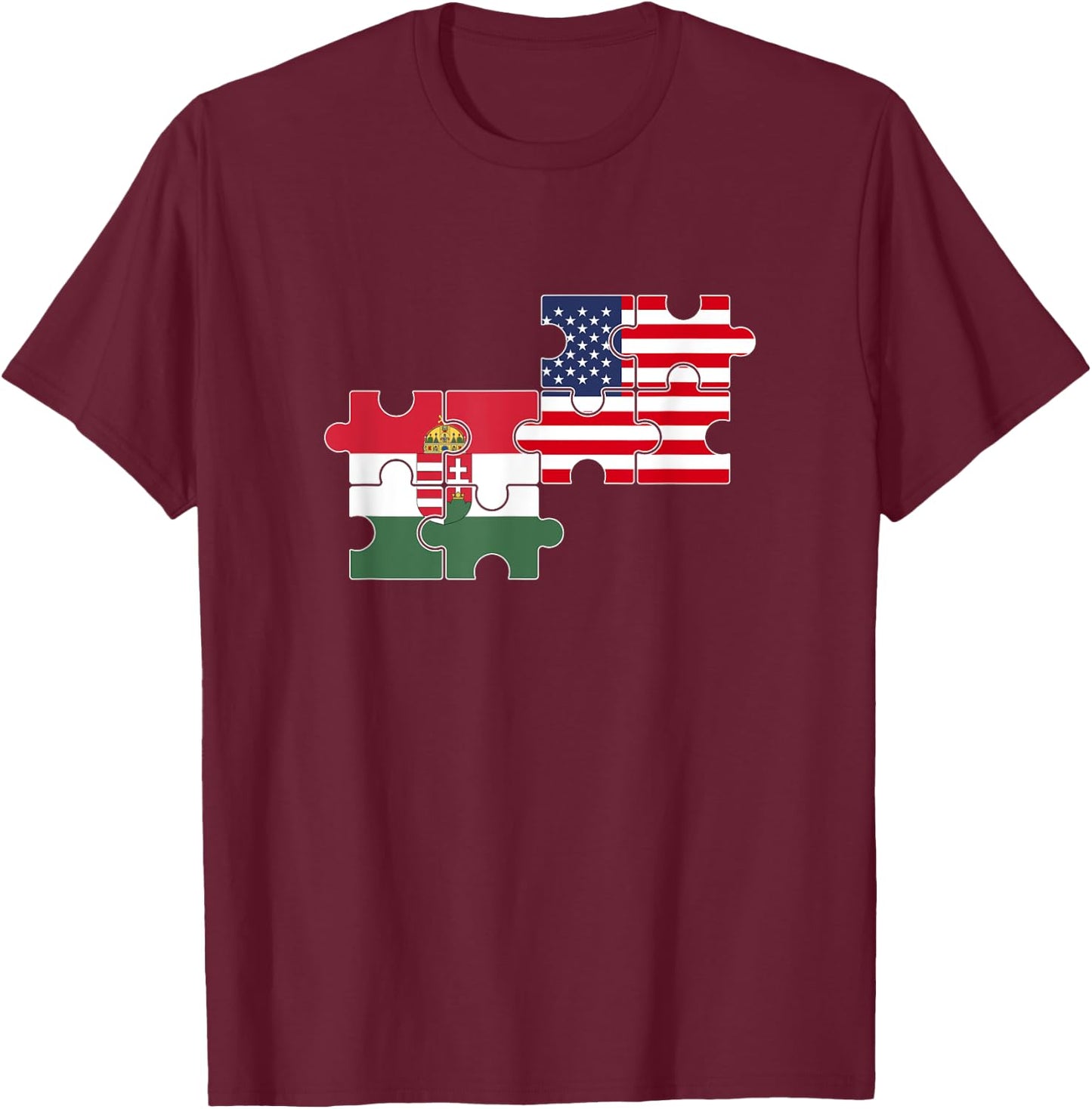 Hungary USA Flag American Hungarian Women Kids Men T-Shirt - T-Shirt | Maroon