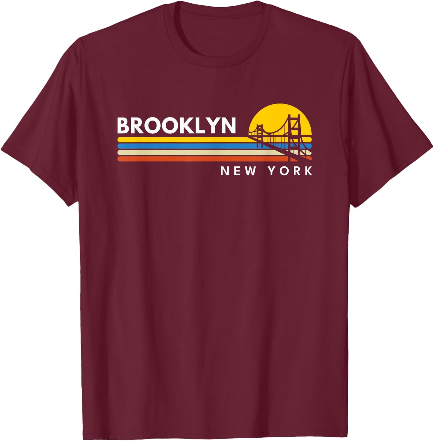 Brooklyn New York NY , Black, S T-Shirt - T-Shirt | Maroon