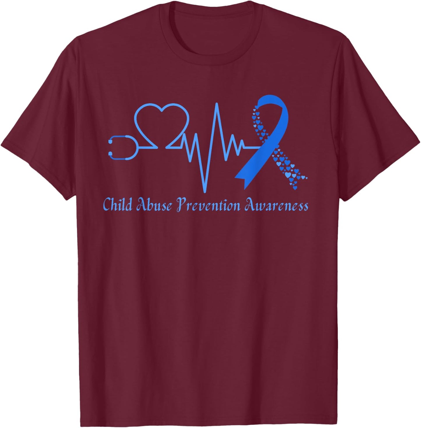 Child Abuse Prevention Awareness Month In April We Wear Blue T-Shirt - T-Shirt | Maroon