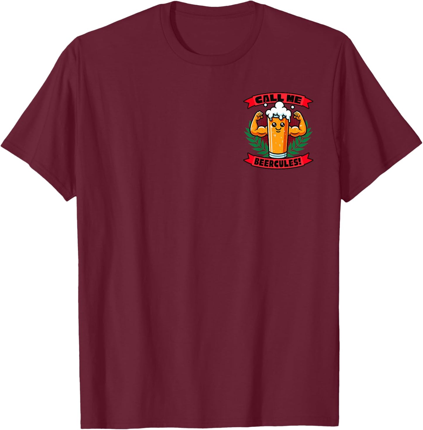 Call Me Beercules Funny Beer Minimalist T-Shirt - T-Shirt | Maroon