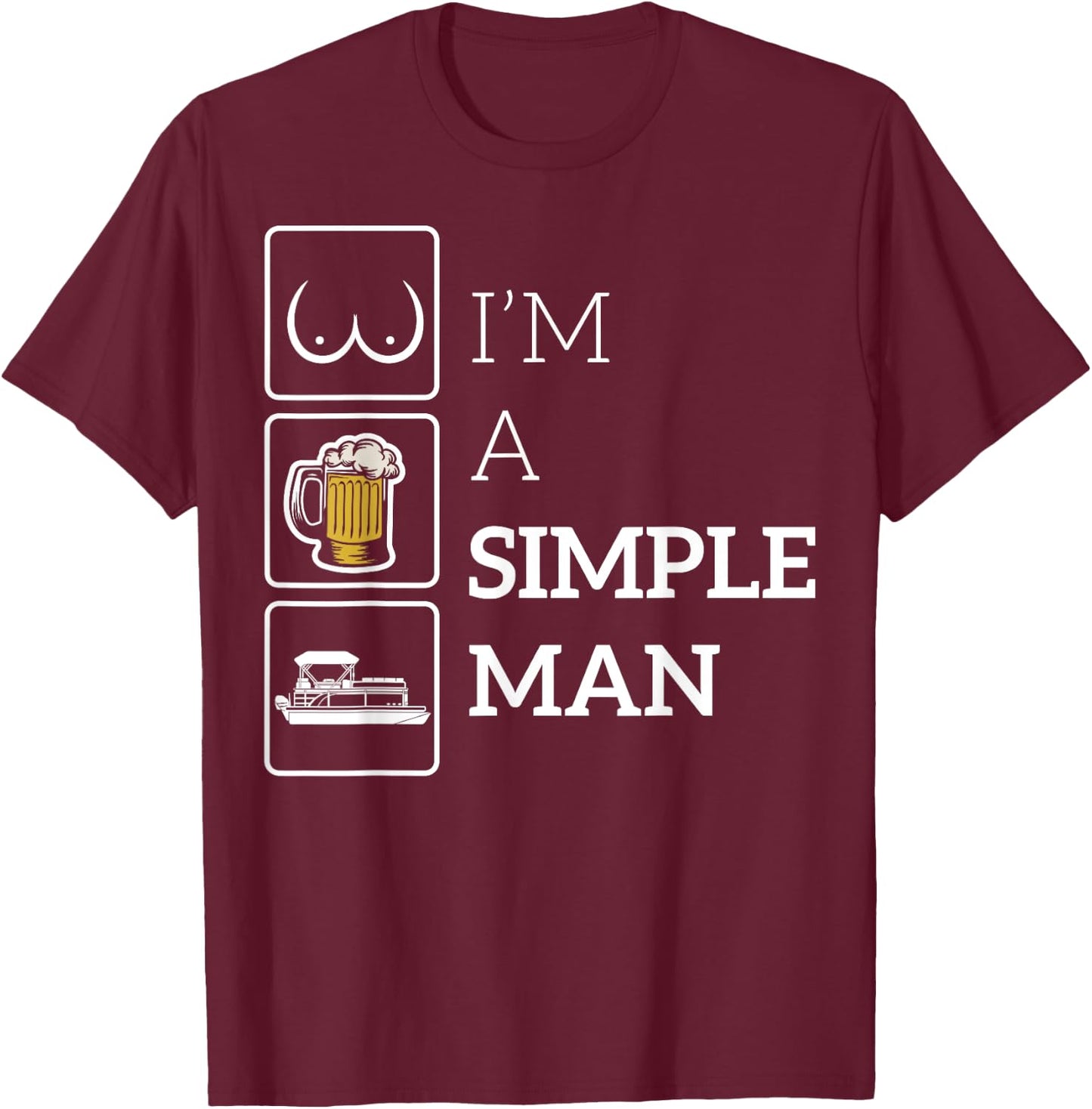 Lake Life Beer Boobs and Boats Dad Captain Gift T-Shirt - T-Shirt | Maroon