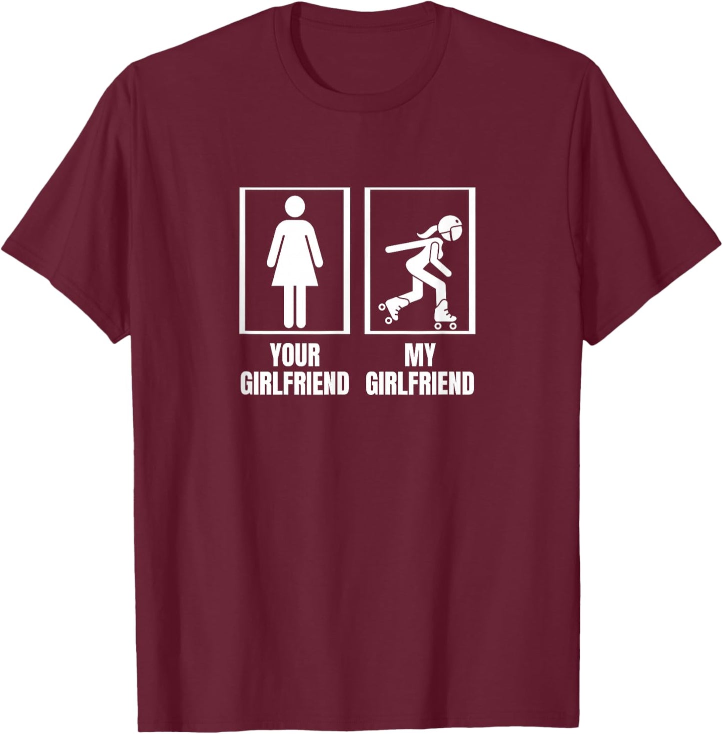 Your Girlfriend My Girlfriend Proud Boyfriend Roller Derby T-Shirt - T-Shirt | Maroon