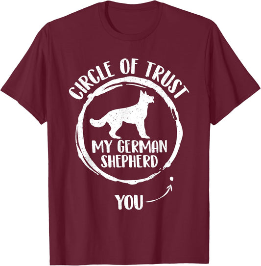 German Shepherd Shop - Circle Of Trust German Shepherd Dog Lover - Black, Small T-Shirt - T-Shirt | Maroon