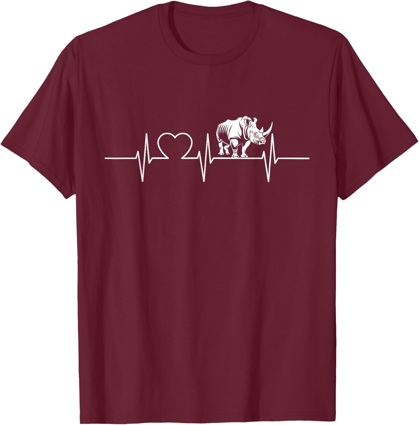 Rhinoceroses Rhinos Rhinoceros Rhino Heartbeat T-Shirt - T-Shirt | Maroon