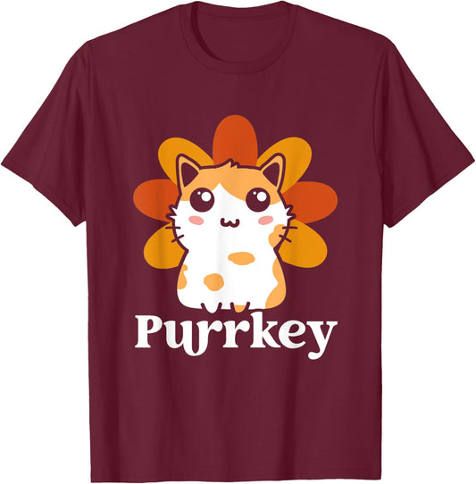 Funny Purrkey | Cat Turkey | Happy Thanksgiving T-Shirt - T-Shirt | Maroon